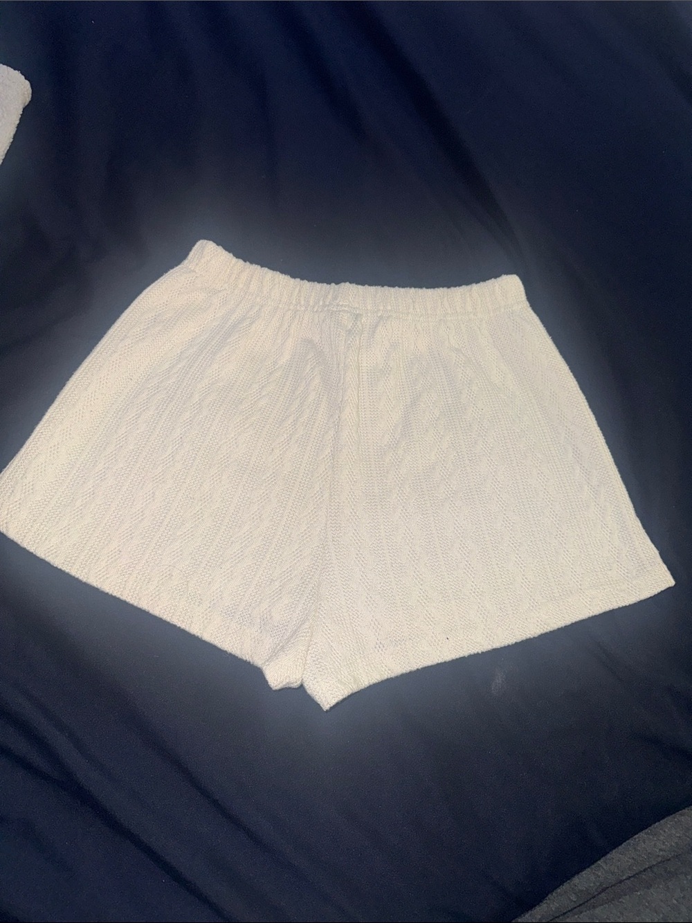 Cream White Cable-Knit Lounge Shorts - Size Small